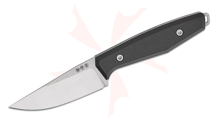 Boker Daily Knives AK1 Pocket Fixed Blade Knife 2.99 inch N690 Satin Drop Point Blade, Black Richlite Handles, Kydex Sheath