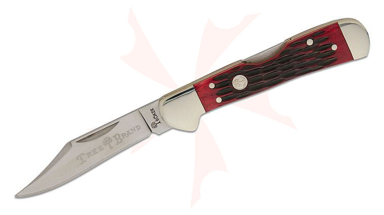 Boker Traditional Series 2.0 Copperhead Lockback Folding Knife 2.75 inch D2 Clip Point Blade, Red Jigged Bone Handles
