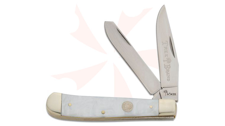 Boker Traditional Series 2.0 Trapper, Faux Mother of Pearl Handles with Nickel Silver Bolsters, D2 Blade 4.25 inch Closed