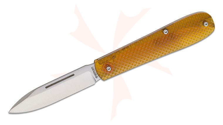 Boker Coffin Slipjoint Folding Knife 3.15 inch MagnaCut Satin Drop Point Blade, Yellow Ultem Handles