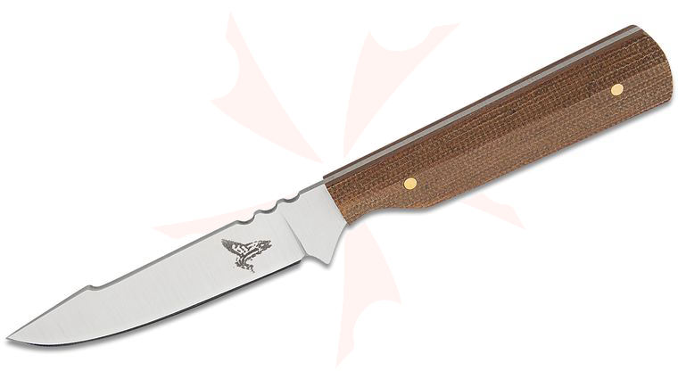 Bonds Creek Knives Fin and Feather Flat Ground Fixed Blade Knife 3.625 inch AEB-L Satin Harpoon Blade, Natural Canvas Micarta Handles, Leather Sheath