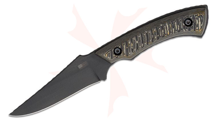 Bonds Creek Knives Predator Fixed Blade Knife 4.25 inch AEB-L Black Clip Point Blade, Deep Country Camo Richlite Handles, Leather Sheath