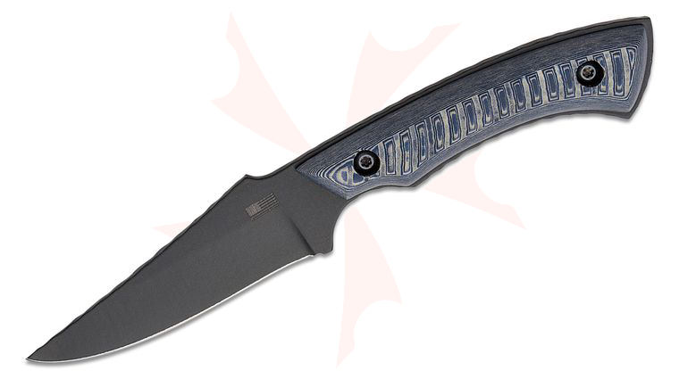 Bonds Creek Knives Predator Fixed Blade Knife 4.25 inch AEB-L Black Clip Point Blade, Blue Ridge Camo Richlite Handles, Leather Sheath