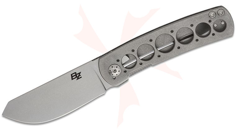 Brad Zinker Custom Bartlow Skinner 2.5 Frame Lock Front Flipper Knife 2.5 inch CPM-154 Stonewashed Skinner Blade, Milled Titanium Handles
