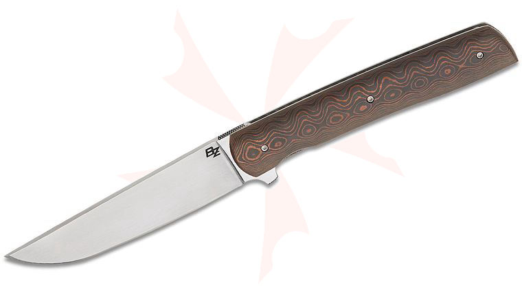 Brad Zinker Custom Urban Trapper &plus;10 Liner Lock Flipper 4.125 inch CPM-154 Hand Rubbed Satin Drop Point Blade, Contoured Uni-Copper FatCarbon Handles