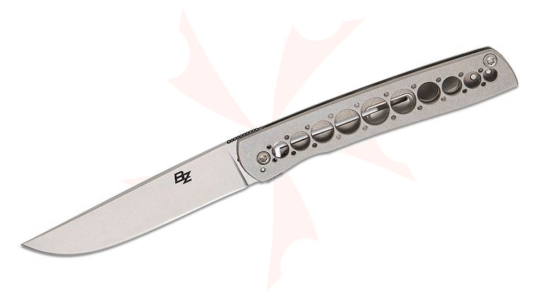 Brad Zinker Custom Mini Urban Trapper Front Flipper Knife 2.75 inch CPM-154 Stonewashed Blade, Milled Titanium Handles