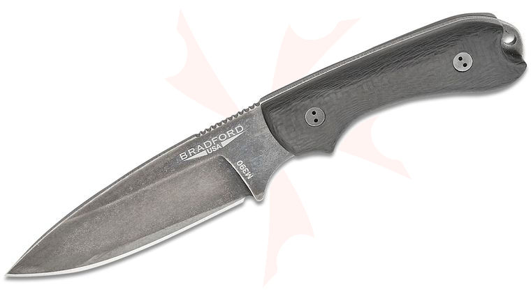 Bradford Knives Guardian3.2 Fixed Blade Knife 3.875 inch M390 Nimbus Finish Saber Drop Point Blade, 3D Carbon Fiber Handles, Leather Sheath