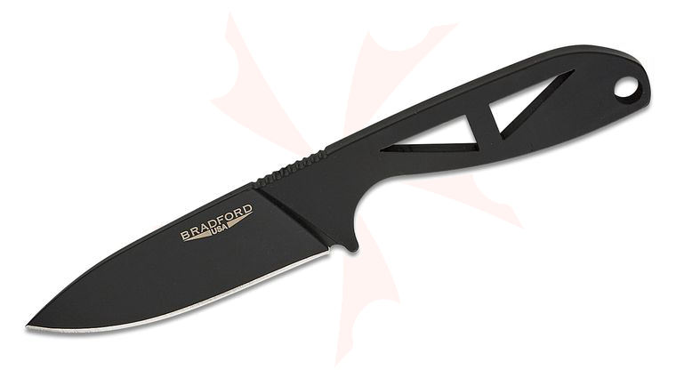 Bradford Knives G-Necker Fixed Blade Neck Knife 2.875 inch Nitro-V Black DLC Drop Point and Skeletonized Handle, Kydex Sheath