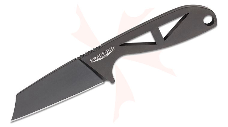 Bradford Knives G-Cleaver Fixed Blade Neck Knife 2.875 inch Elmax Black DLC Cleaver Blade and Skeletonized Handle, Kydex Sheath