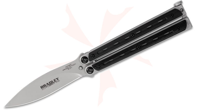 Bradley Kimura BCC900 Balisong Butterfly Knife 3.75 inch Bead Blasted Spear Point Blade, Black G10 Handle Scales
