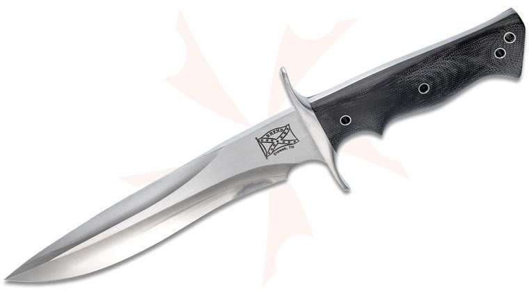 Walter Brend Handmade Knives Custom Model 2-8 Fixed Blade Knife 8 inch CPM-154 Polished Blade, Black Micarta Handles, Nylon Sheath
