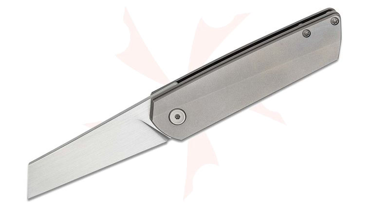 Brian Brown Knives Finch Front Flipper Knife 2.875 inch M390 Hand Rubbed Reverse Tanto Wharncliffe Blade, Bead Blasted Titanium Handles