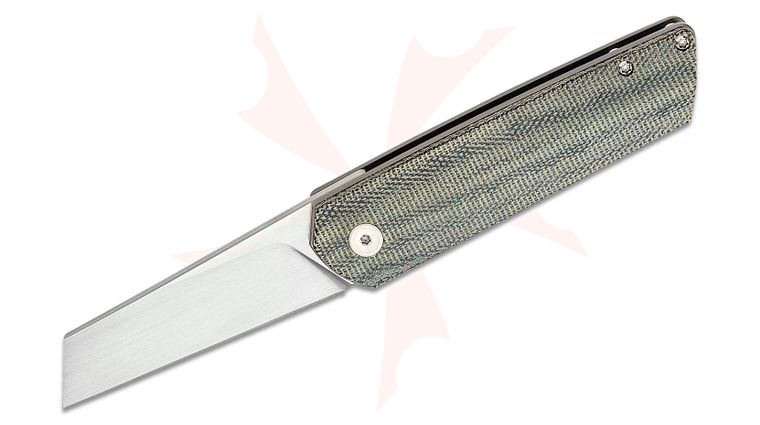 Brian Brown Knives Finch Front Flipper Knife 2.875 inch M390 Hand Rubbed Reverse Tanto Wharncliffe Blade, Black Canvas Micarta Handles