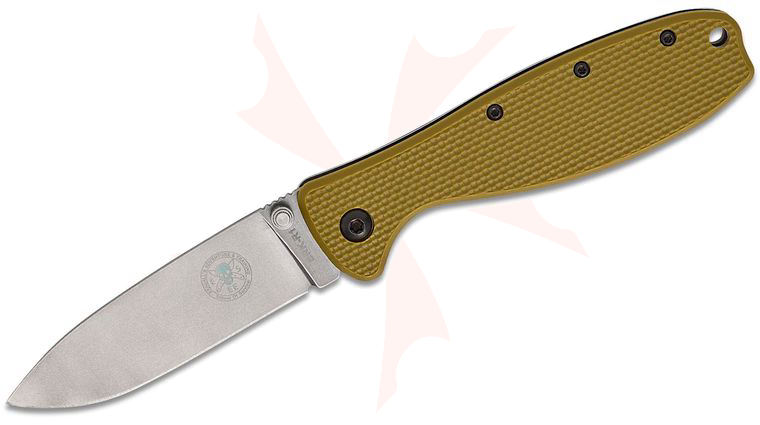 Zancudo Folding Knife 3 inch Stonewashed Blade, Olive Drab FRN and Stainless Steel Handles, Designed by ESEE