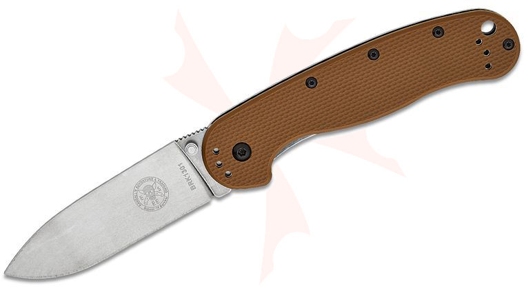 Avispa Folding Knife 3.5 inch Stonewashed AUS-8 Blade, Coyote FRN and Stainless Steel Handles, Designed by ESEE