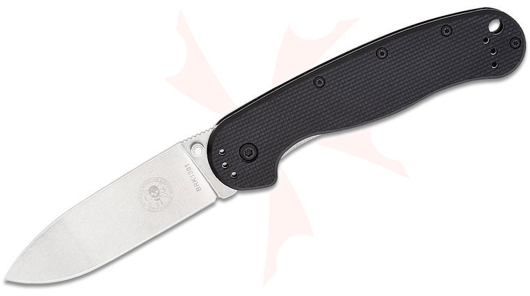Avispa Folding Knife 3.5 inch Stonewashed AUS-8 Blade, Black FRN and Stainless Steel Handles, Designed by ESEE