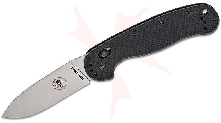 Avispa AUTO Slide Lock Folding Knife 3.5 inch 14C28N Stonewashed Drop Point Blade, Black G10 Handles, Designed by ESEE
