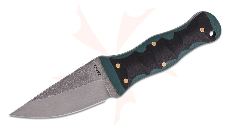 Brock Blades Custom Sgian Dubh C Fixed Blade Knife 3.5 inch CPM-3V Blasted and Textured Drop Point Blade, Green/Black G10 Handles, Kydex Sheath