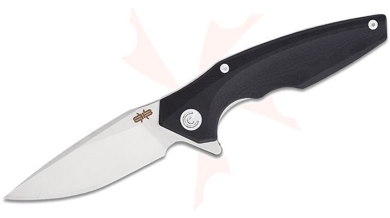 Brous Blades Kinetic Flipper Knife 3.5 inch D2 Satin Drop Point Blade, Black G10 Handles