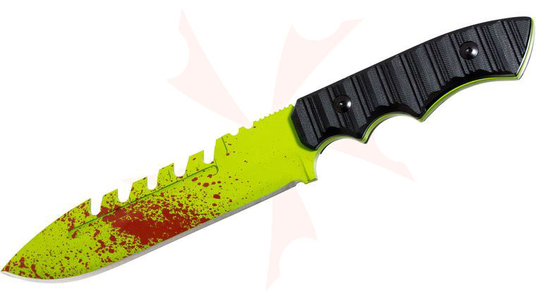 Brous Blades Limited Edition Zombie Green Coroner Fixed 6.25 inch D2 Blade, G10 Handles, Kydex Sheath