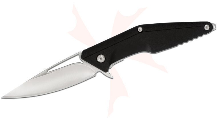 Brous Blades Import Line Division Flipper Knife 3.8 inch D2 Satin Blade, Black Zytel Handles