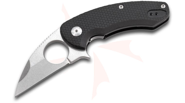 Brous Blades Import Line SSF Silent Soldier Flipper Knife 2.625 inch D2 Stonewashed Blade, Black Zytel Handles