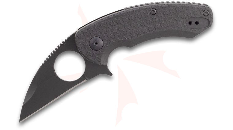 Brous Blades Import Line SSF Silent Soldier Flipper Knife 2.625 inch D2 Blackout Blade, Black Zytel Handles
