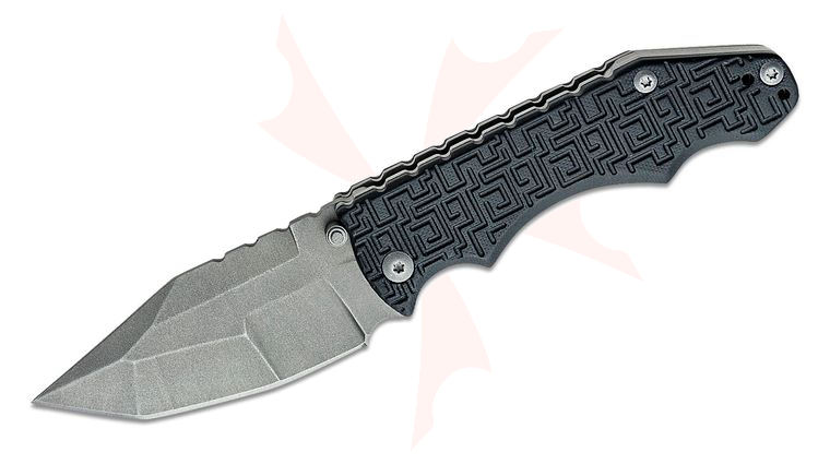 Brous Blades Triple Threat Folder Knife 3.5 inch D2 Stonewashed Blade, Black G10 Handles