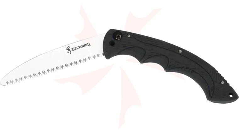 Browning Folding 5 inch Camp Saw, Zytel Handles with Black Rubber Inlays, Nylon Sheath