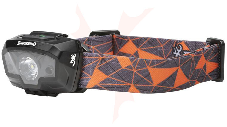 Browning 24-Hour AAA LED Headlamp, Polymer Body with Orange/Black Strap, 215 Max Lumens