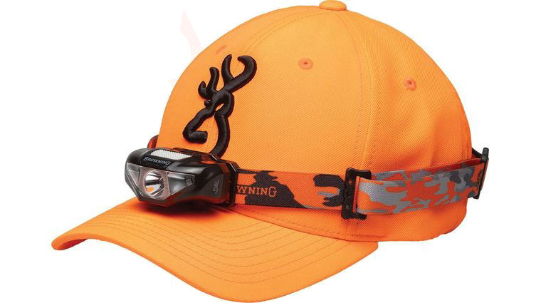 Browning LED Headlamp and Cap Combo Set, Blaze Orange, 100 Max Lumens