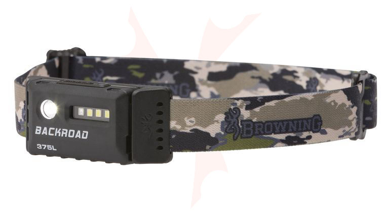 Browning Backroad USB Rechargeable LED Headlamp, OVIX Camo Strap, 375 Max Lumens