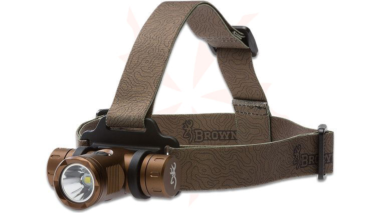 Browning Blackout Elite Dual-Fuel Rechargeable LED Headlamp, Bronze Aluminum Body with Tan Strap, 860 Max Lumens