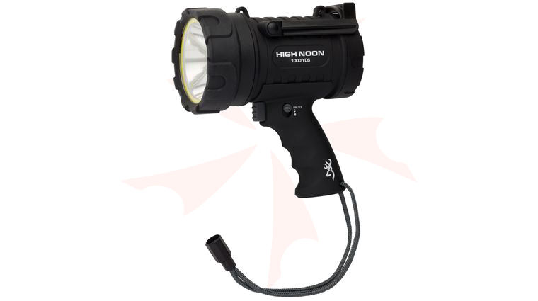 Browning High Noon USB Rechargeable Wide Angle Plus LED Spotlight with Power Bank, Black Polymer Body, 1800 Max Lumens