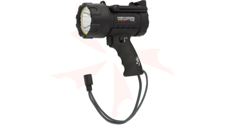 Browning High Noon USB Rechargeable Wide Angle Plus LED Spotlight with Power Bank, Black Polymer Body, 1175 Max Lumens