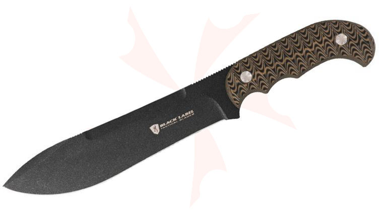 Browning Black Label Stow-Away Camp Machete 8.5 inch 440C Drop Point Blade, Tan G10 Handles, Canvas Belt Sheath
