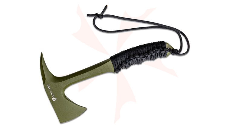 Browning Black Label Shock N' Awe Tomahawk 2.75 inch OD Green 1055 Blade, Paracord Wrapped Handle, Injection Molded Sheath