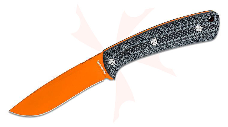 Browning Back Country Fixed Blade Knife 3.5 inch D2 Orange Recurve Drop Point, Black Layered G10 Handles, Orange Kydex Sheath