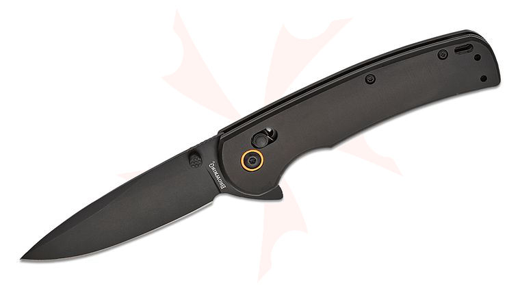 Browning Buckmark Crossbar Flipper Knife 3.35 inch Black Drop Point, Black Aluminum Handles