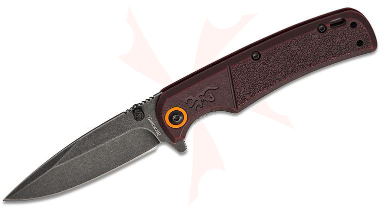 Browning 2025 SHOT Show Buckmark Slim Wash Flipper Knife 3.13 inch D2 Black Stonewashed Drop Point Blade, Bronze Stonewashed Polymer Handles