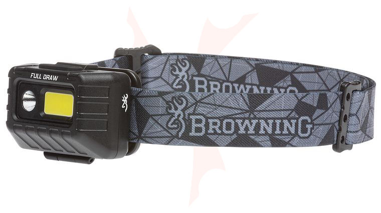 Browning Full Draw Rechargeable LED Headlamp, Black Polymer Body with Camo Strap, 500 Max Lumens