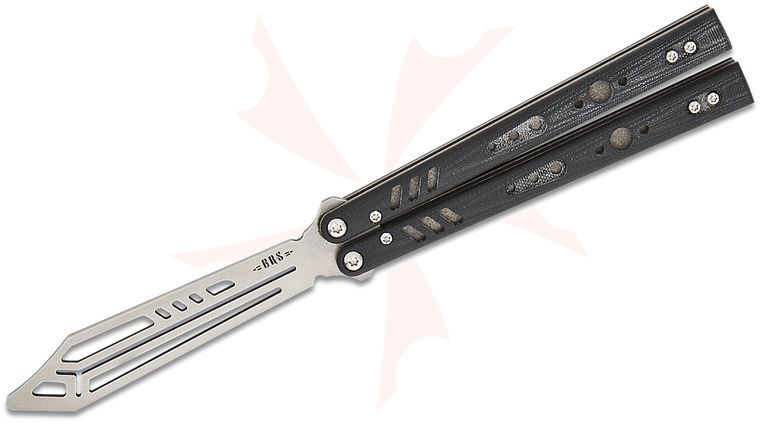 BRS Bladerunners Systems Standard Replicant Balisong Butterfly Trainer 4.55 inch Stainless Unsharpened Blade, Black G10 Handles
