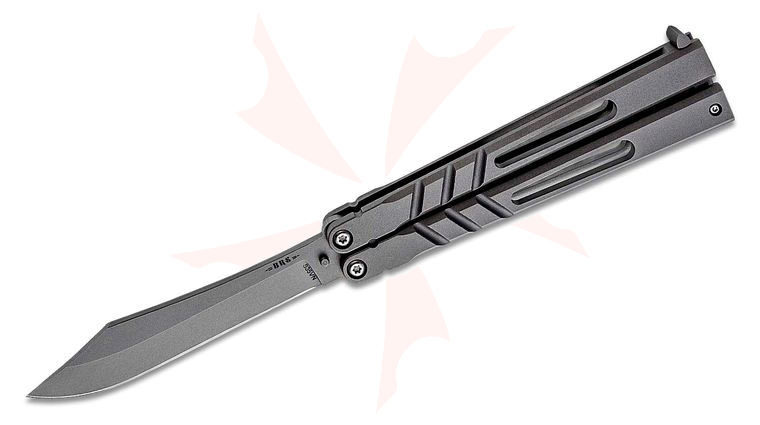 BRS Bladerunners Systems Alpha Beast Channel Balisong Butterfly 4.5 inch CPM-S35VN Clip Point Blade, Titanium Handles