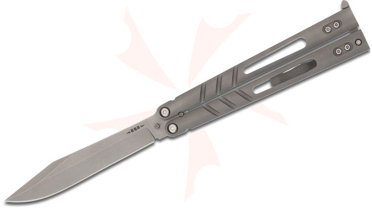 BRS Bladerunners Systems Alpha Beast Infinity Balisong Butterfly 4.5 inch S35VN Alt Blade, Contoured Titanium Handles