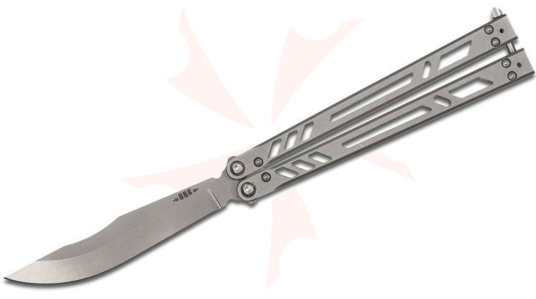 BRS Bladerunners Systems Barebones Balisong Butterfly Knife, Clip Point Blade, Skeletonized Stainless Steel Handles