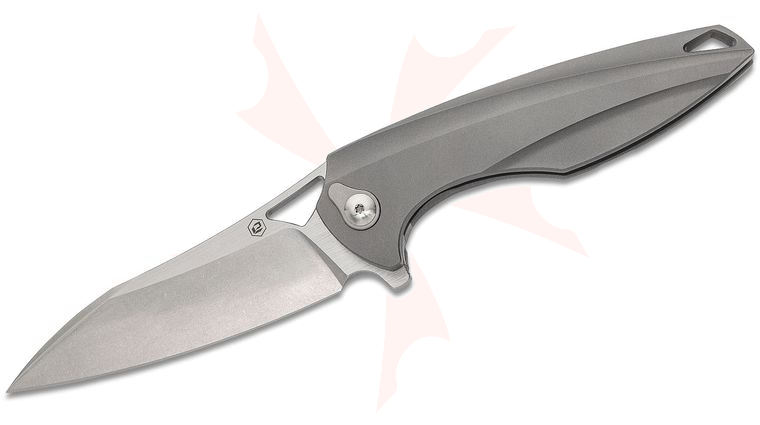 BRS Bladerunners Systems E-Volve Isham Eon Integral Flipper Knife 3.625 inch M390 Stonewashed Blade, Gray Milled Titanium Handle
