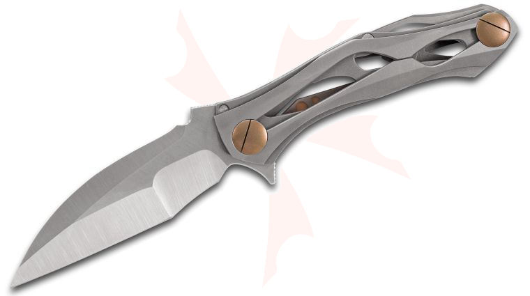 Alexey Konygin Custom Decepticon Flipper Knife 4.2 inch CTS-204P Compound Blade, Layered Titanium Handles, Brass Hardware