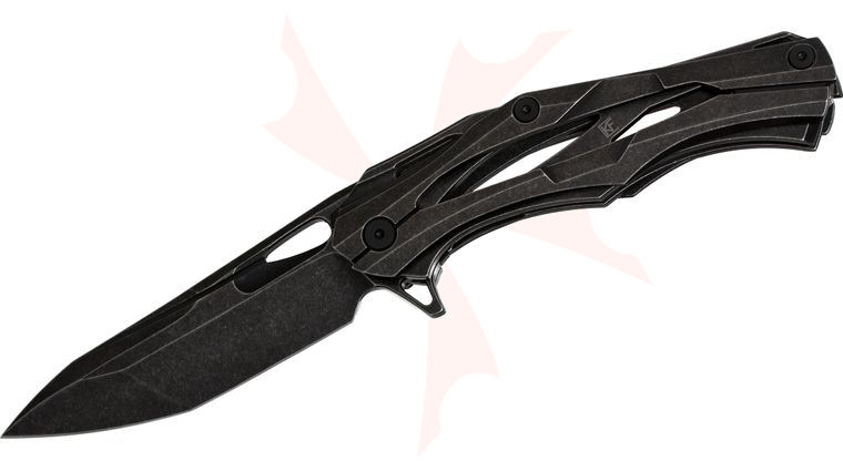 Custom Knife Factory Alexey Konygin Decepticon 1 Dark Edition 4 inch Black Stonewashed S35VN Blade, Titanium Handles, KC Exclusive