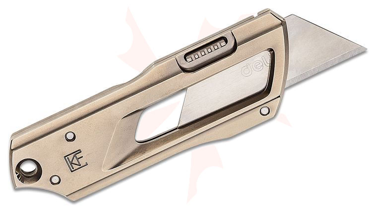 Custom Knife Factory Anton Malyshev Kanza Utility Knife, Replaceable Standard Utility Blade, Machined Titanium Handle