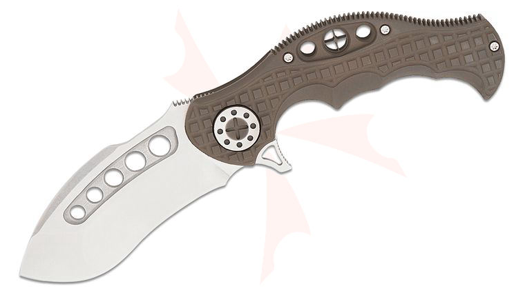 Curtiss Knives BMF Battle Master Flipper Knife 4 inch CPM-MagnaCut Two-Tone Recurve Blade, Dak Oil Frag Milled Titanium Handles, Dak Oil/Polished Hardware